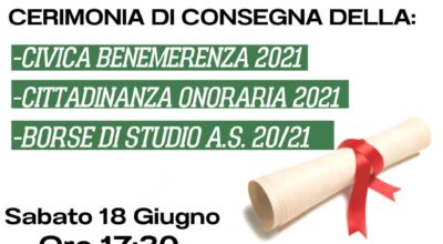 CERIMONIA CONSEGNA BORSA DI STUDIO – CIVICA BENEMERENZA E CITTADINANZA ONORARIA